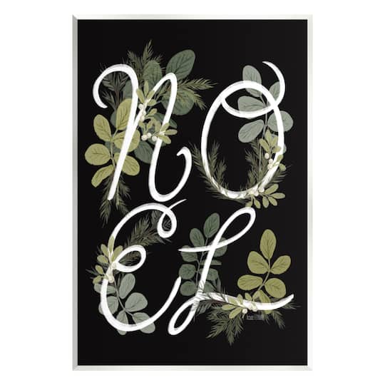 Stupell Industries Noel Intertwined Botanical Leaves Wall Plaque Art